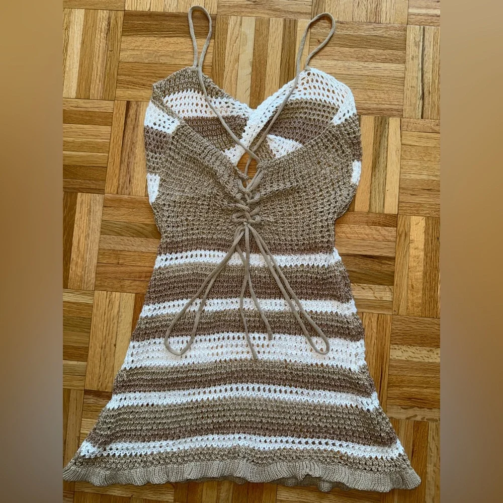 Crochet Knit Boho Beach Dress Cover-Up - Picture 2 of 5